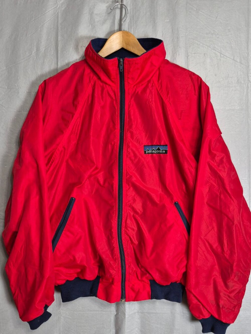 VTG Patagonia Shelled Synchilla Red Jacket Bomber Mens Large Blue Fleece 90s